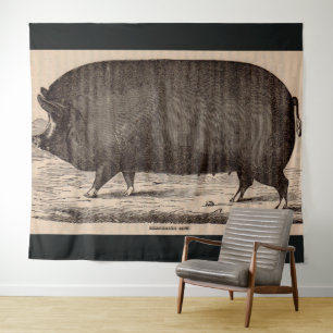 19th century pig print Berkshire sow no. 2 Tapestry
