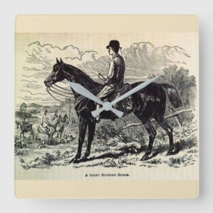 19th century print A Light Hunting Horse Square Wall Clock