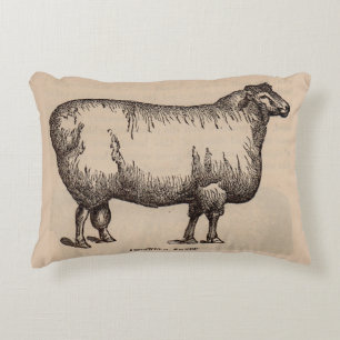 19th century print Cotswold sheep Decorative Cushion