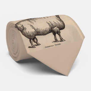 19th century print Cotswold sheep print Tie