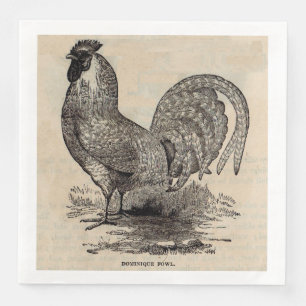 19th century print dominique fowl napkin