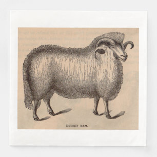 19th century print Dorset ram Napkin