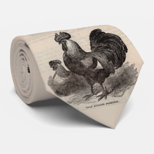 19th century print grey English dorkings chickens  Tie