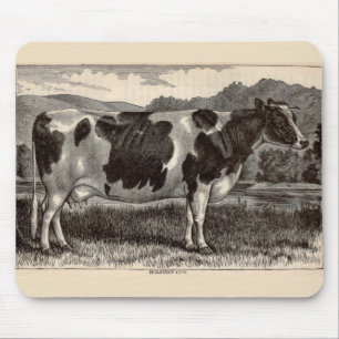 19th century print Holstein bull Mouse Mat