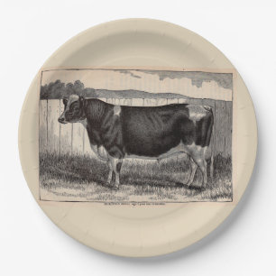 19th century print Holstein bull print Paper Plate