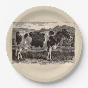 19th century print Holstein cow Paper Plate