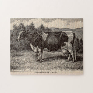 19th century print Holstein heifer Jigsaw Puzzle