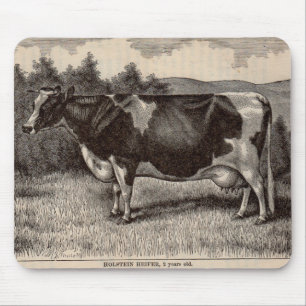 19th century print Holstein heifer Mouse Mat