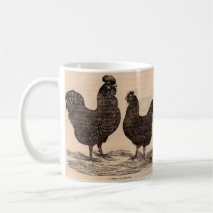 19th century print Plymouth Rock hen and rooster Coffee Mug