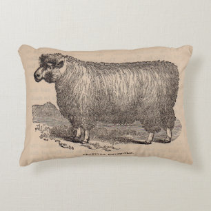 19th century print yearling Cotswold sheep Decorative Cushion