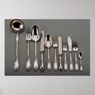 19th century silver cutlery, Warsaw, Poland Poster