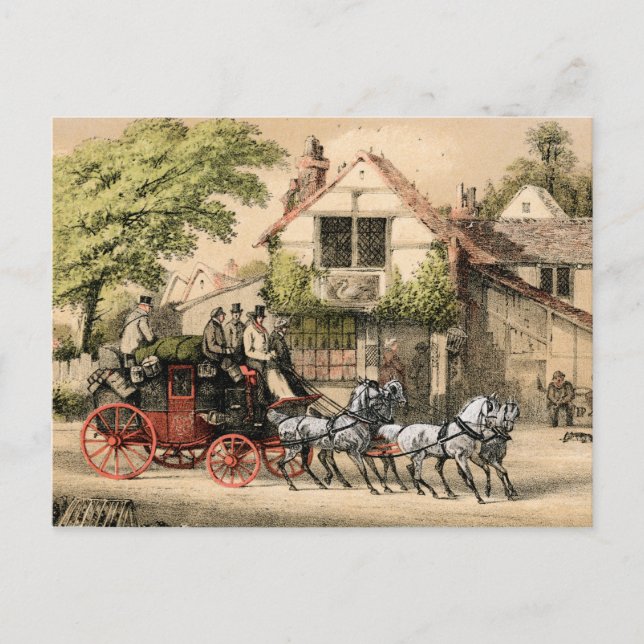 19th Century Victorian Stagecoach Postcard (Front)