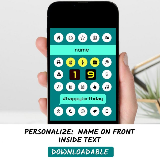 19th hashtag computing birthday add name card (Creator Uploaded)