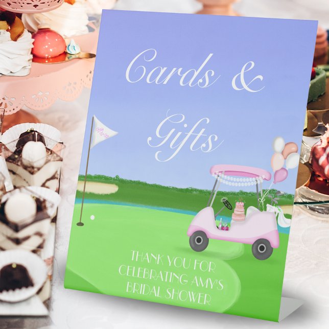 19th Hole Bridal Shower Golf Cards & Gifts Pedestal Sign (Creator Uploaded)