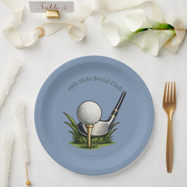 19th Hole Golf Retirement Party Paper Plates (Wedding)