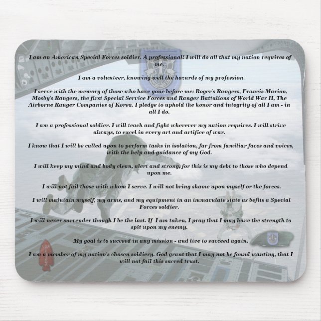 19th special forces creed camp williams veterans   mouse mat (Front)