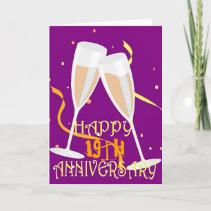 19th wedding anniversary champagne celebration card