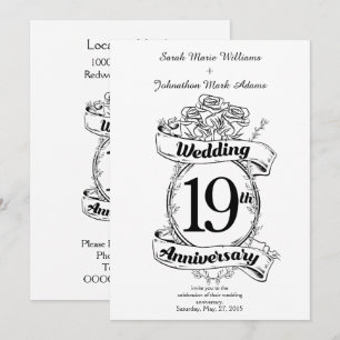 19th Wedding Anniversary Flowers Invitation
