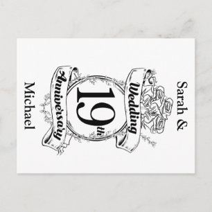 19th Wedding Anniversary Flowers Postcard