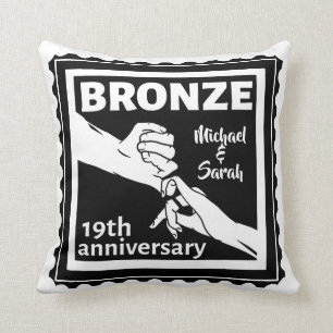 19th wedding anniversary holding hands cushion