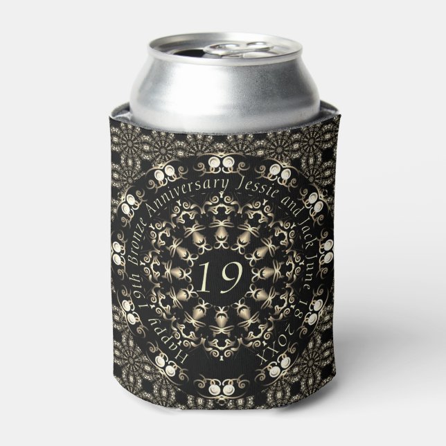 19th Wedding Anniversary Mandala Medallion Text   Can Cooler (Can Front)
