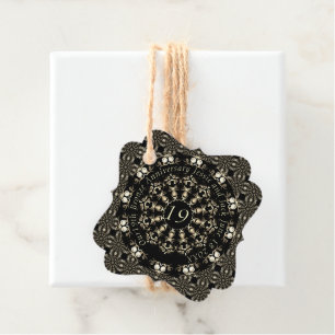 19th Wedding Anniversary Mandala Medallion Text  Favour Tags