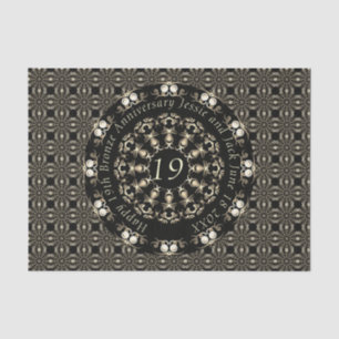 19th Wedding Anniversary Mandala Medallion Text  Tissue Paper