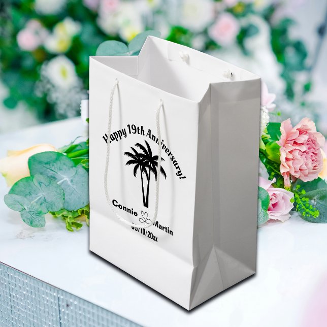 19th Wedding Anniversary Palm Trees Medium Gift Bag (Creator Uploaded)