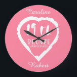 19th Wedding anniversary traditional bronze Large Clock<br><div class="desc">If you would like any help customising this design please contact me,  there is an ask this designer button,  just below this text. A romantic heart brush stroke design for people celebrating 19th wedding anniversary. Bronze is the traditional gift for this occasion.</div>