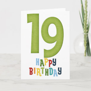 19th Year Happy Birthday Greeting Card