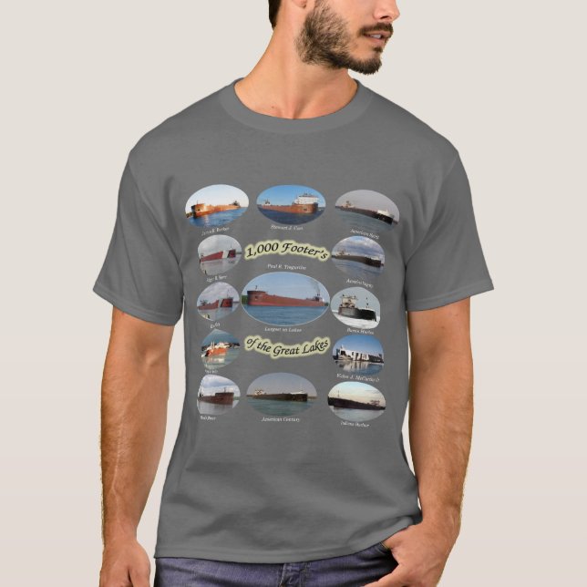 1,000 footers on the Great Lakes shirt dark (Front)