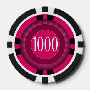 $1,000 Home Tournament Classic fuschia black Poker Chips