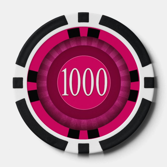 $1,000 Home Tournament Classic fuschia black Poker Chips (Front)