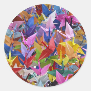 1,000 Origami Paper Cranes Photo Classic Round Sticker