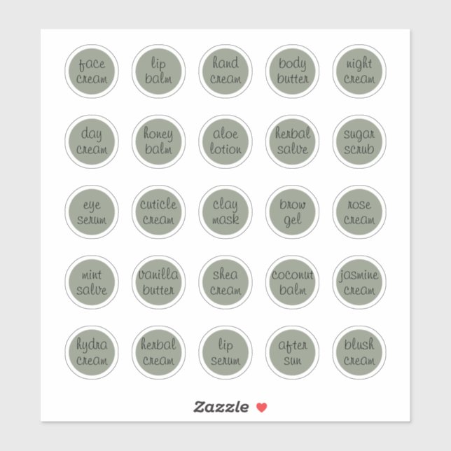 1.14" Sage Green Custom Cosmetic Jar Cream Balm St (Sheet)