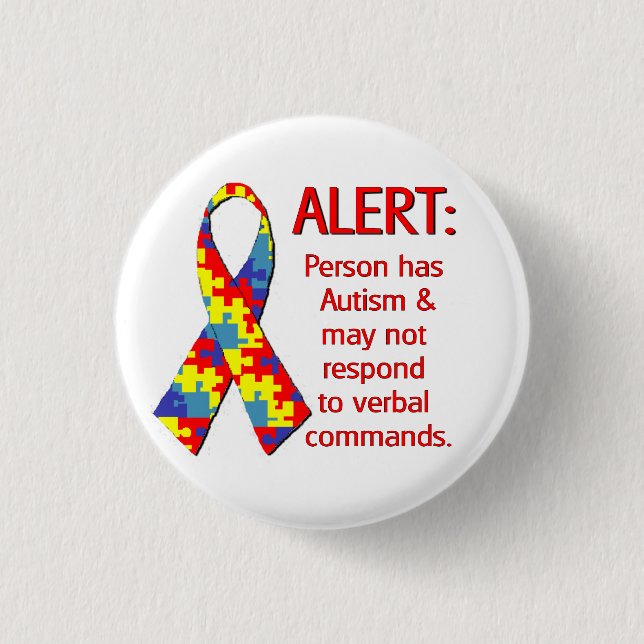 (1 1/4") Autism Alert 1 3 Cm Round Badge (Front)