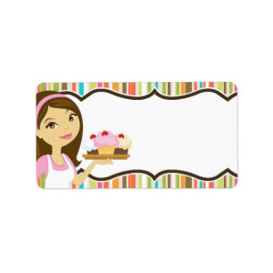 1.25"x2.75" Bakery Brunette Mailing Addres Label