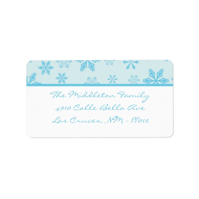 1.25"x2.75" Blue Snowflakes Mailing Address Label (Front)