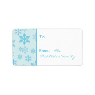 1.25"x2.75" Blue Snowflakes Stick On Gift Tag