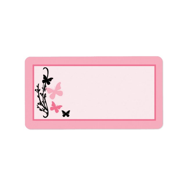 1.25"x2.75" Butterfly Zebra Print Mailing Address Label (Front)