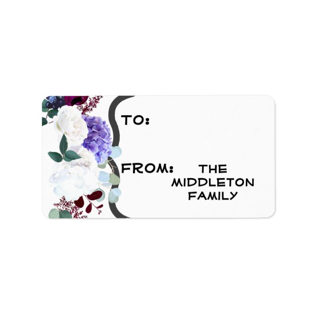 1.25"x2.75" Christmas Lavender Hibiscus on White Label (Front)