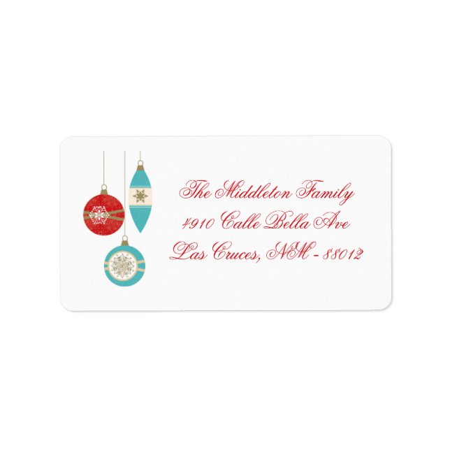 1.25"x2.75" Christmas Ornament Stick Mailing Label (Front)