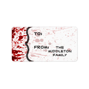 1.25"x2.75" Christmas Stick On Gift Tag Blood Spla