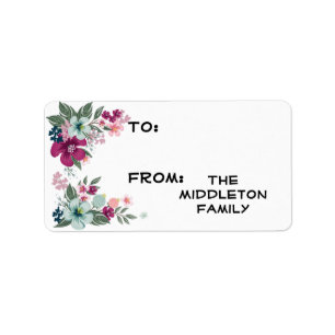 1.25"x2.75" Christmas Tropical Flower on White Label