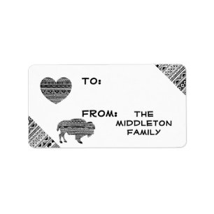 1.25"x2.75" Christmas XMAS Boho Buffalo Tribal Pat Label