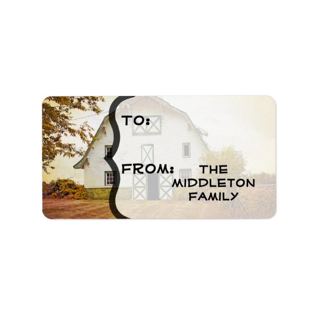 1.25"x2.75" Christmas XMAS Sunset Barn Country Rus Label (Front)