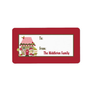 1.25"x2.75" Gingerbread House Stick On Gift Tag