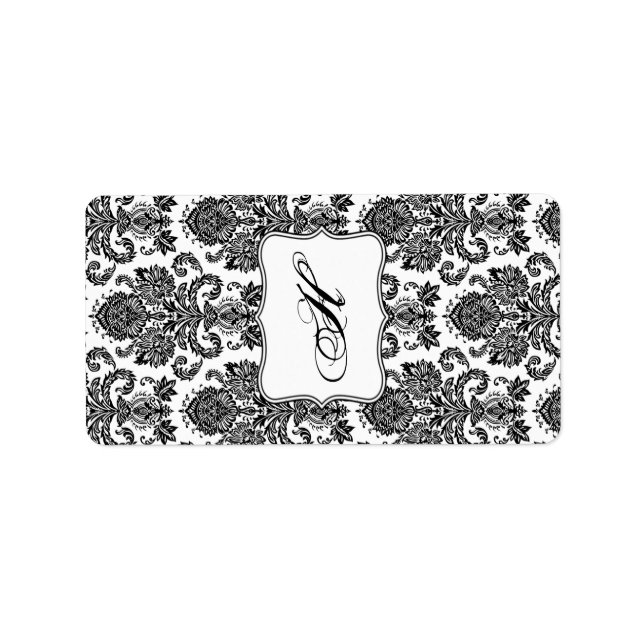 1.25"x2.75" Hershey's Miniature Black White Damask Label (Front)