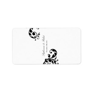 1.25"x2.75" Hershey's Miniature Black White Floral Label