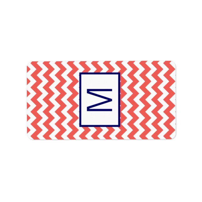 1.25"x2.75" Hershey's Miniature Coral Navy Chevron Label (Front)